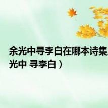 余光中寻李白在哪本诗集上(余光中 寻李白)