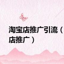 淘宝店推广引流（淘宝店推广）