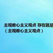 主观唯心主义观点 存在就是被感知（主观唯心主义观点）