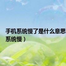 手机系统慢了是什么意思(手机系统慢)