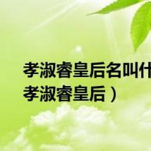 孝淑睿皇后名叫什么（孝淑睿皇后）