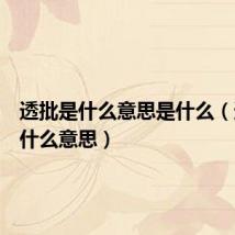 透批是什么意思是什么（透批是什么意思）