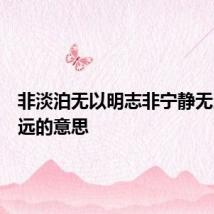 非淡泊无以明志非宁静无以致远远的意思