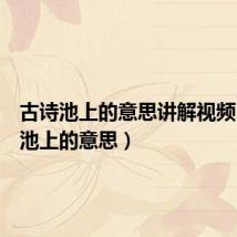 古诗池上的意思讲解视频（古诗池上的意思）