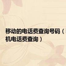移动的电话费查询号码（移动手机电话费查询）