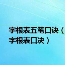 字根表五笔口诀(五笔字根表口决)