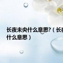 长夜未央什么意思?（长夜未央什么意思）