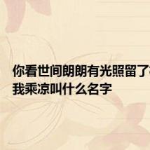 你看世间朗朗有光照留了树荫送我乘凉叫什么名字