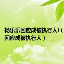 杨乐乐回应成被执行人l（杨乐乐回应成被执行人）