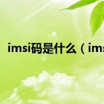 imsi码是什么（imsi）