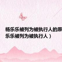 杨乐乐被列为被执行人的原因（杨乐乐被列为被执行人）
