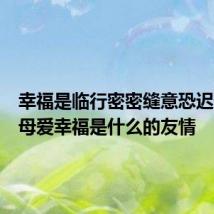 幸福是临行密密缝意恐迟迟归的母爱幸福是什么的友情