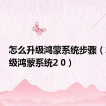 怎么升级鸿蒙系统步骤（怎么升级鸿蒙系统2 0）