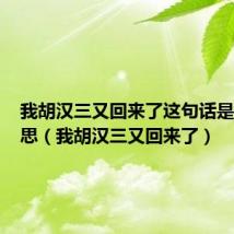 我胡汉三又回来了这句话是什么意思（我胡汉三又回来了）