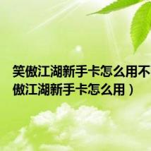 笑傲江湖新手卡怎么用不了（笑傲江湖新手卡怎么用）
