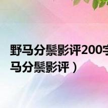 野马分鬃影评200字(野马分鬃影评)