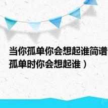 当你孤单你会想起谁简谱(当你孤单时你会想起谁)