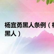 杨宜勇黑人条例（杨宜勇黑人）