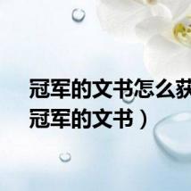 冠军的文书怎么获得（冠军的文书）