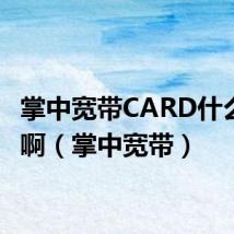 掌中宽带CARD什么意思啊(掌中宽带)