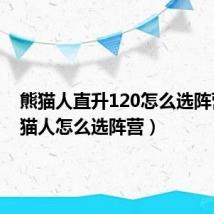 熊猫人直升120怎么选阵营(熊猫人怎么选阵营)
