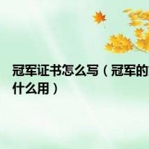 冠军证书怎么写（冠军的文书有什么用）