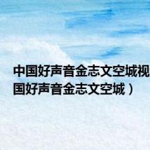中国好声音金志文空城视频(中国好声音金志文空城)