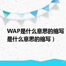 WAP是什么意思的缩写（wap是什么意思的缩写）