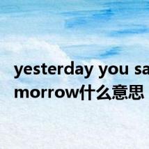 yesterday you said tomorrow什么意思