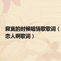 寂寞的时候唱情歌歌词(寂寞的恋人啊歌词)