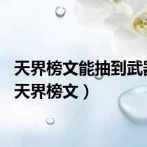 天界榜文能抽到武器嘛(天界榜文)