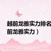 越前龙雅实力排名(越前龙雅实力)