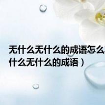无什么无什么的成语怎么写(无什么无什么的成语)