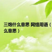 三炮什么意思 网络用语(三炮什么意思)