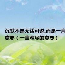 沉默不是无话可说,而是一言难尽的意思(一言难尽的意思)