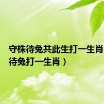 守株待兔共此生打一生肖(守株待兔打一生肖)