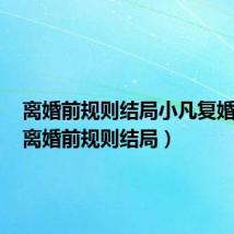 离婚前规则结局小凡复婚了吗（离婚前规则结局）