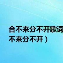 合不来分不开歌词（合不来分不开）