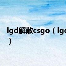 lgd解散csgo(lgd解散)