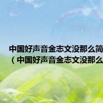 中国好声音金志文没那么简单歌词（中国好声音金志文没那么简单）