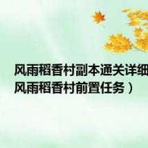 风雨稻香村副本通关详细攻略(风雨稻香村前置任务)