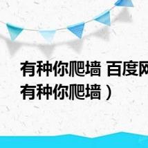 有种你爬墙 百度网盘(有种你爬墙)