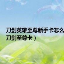 刀剑英雄至尊新手卡怎么获得(刀剑至尊卡)