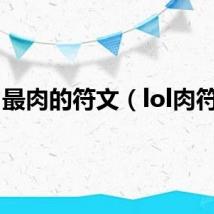 最肉的符文（lol肉符文）