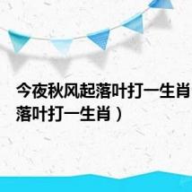 今夜秋风起落叶打一生肖(秋风落叶打一生肖)
