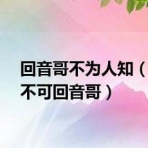 回音哥不为人知（有何不可回音哥）