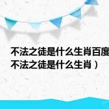 不法之徒是什么生肖百度一下(不法之徒是什么生肖)