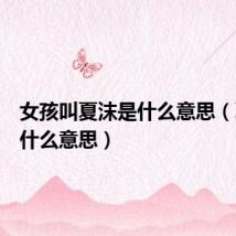 女孩叫夏沫是什么意思(夏沫是什么意思)