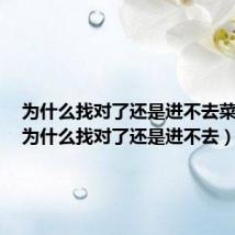 为什么找对了还是进不去菜叶网(为什么找对了还是进不去)