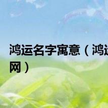 鸿运名字寓意（鸿运取名网）